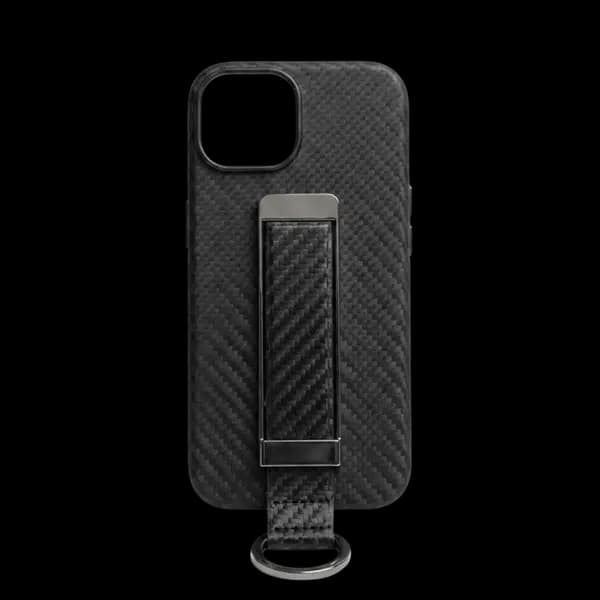 Dingend Carbon Hard Case With Strap iPhone 15 Black