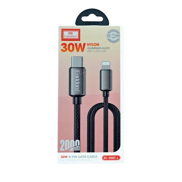 Earldom Nylon Braided Lightning To USB C Cable 2M
