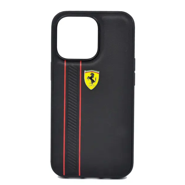 Ferrari Genuine Leather Hard Case With Debossed Stripes