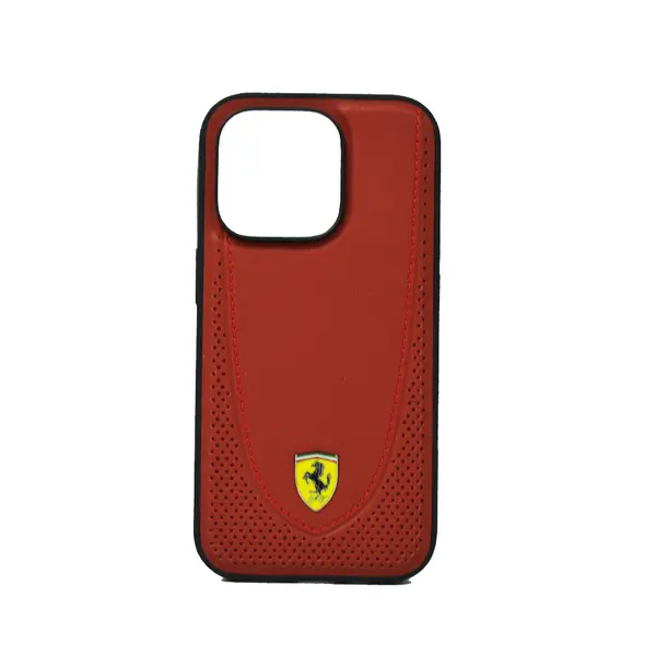 Ferrari MagSafe Leather Stitched Line Hard Case For iPhone 14 Pro