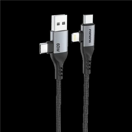 Foneng X92 Braided 4 In 1 Data Cable 60W Black