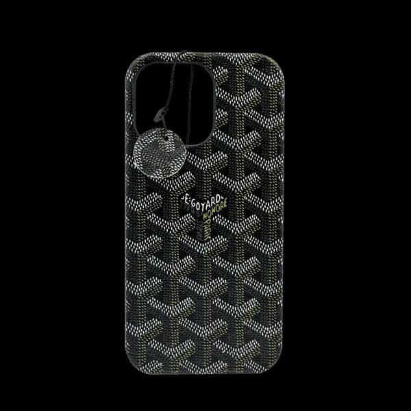 Goyard Black Pu Leather Case For iPhone 14 Pro Max