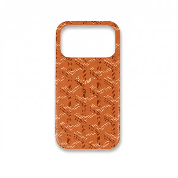 Goyard Leather Hard Case iPhone 17 Pro Max Orange