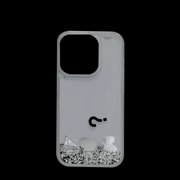 Guess Hc Liquid Glitter Case With Charms Pattern iPhone 15 Pro Silver