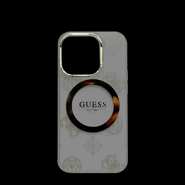 Guess MagSafe Iml Case iPhone 15 Pro Gold Transparent
