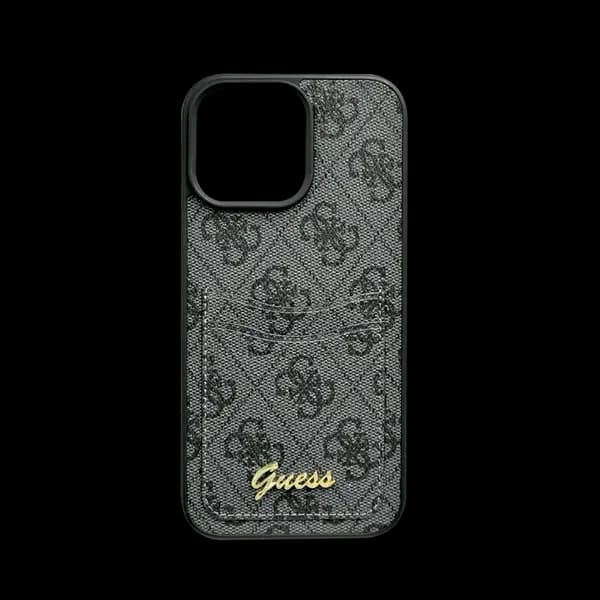 Guess Pu 4G Hard Case With Card Slot Script Logo For iPhone 16 Pro Max Black