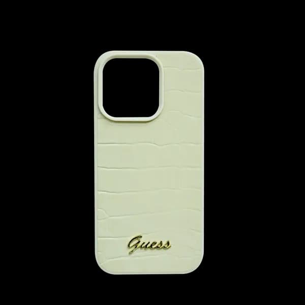 Guess Pu Croco Hard Case With Script Logo For iPhone 16 Pro Max Gold
