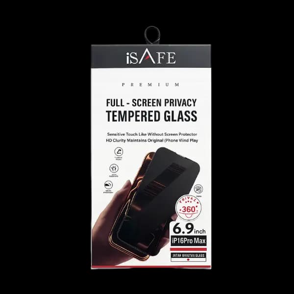 iSAFE 360 HD Glass Screen Guard iPhone 16 Pro Max Privacy