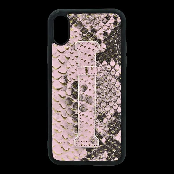 iSAFE Signature Snake Leather Ring Back Case iPhone Xs Pink