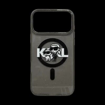Karl Lagerfeld MagSafe Iml Glitter Case With Karl Choupette Heads For iPhone 1 7 Pro Max Black
