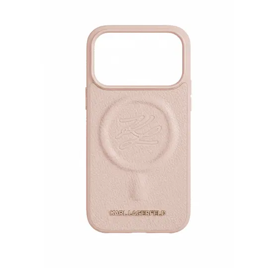 Karl Lagerfeld MagSafe Pu Leather Case With Initial Deboosed Logo For iPhone 17 Pro Pink