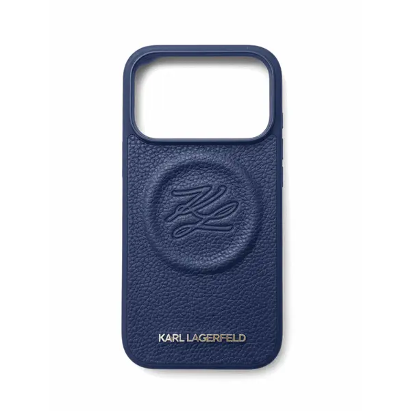 Karl Lagerfeld MagSafe Pu Leather Case With Initial Deboosed Logo For iPhone 17 Pro Blue
