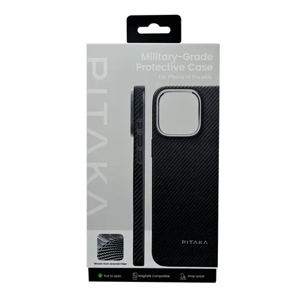 Pitaka Magez MagSafe Militarygrade Protective Case For iPhone 16 Pro Max 600D Black Grey Twill