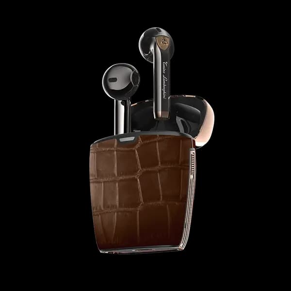 Tonino Lamborghini Crocodile Leather Wireless Bluetooth Headphone TL69 Brown