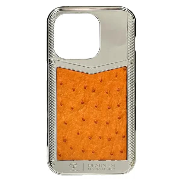 Vip Touch iPhone 14 Pro Orange Ostrich Body Leather Edition