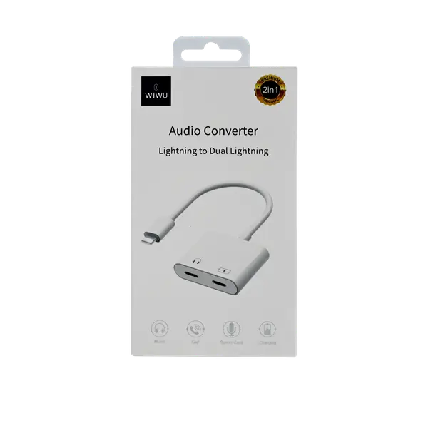 Wiwu LT01PLUS Lightning To Dual Lightning Audio Adapter White