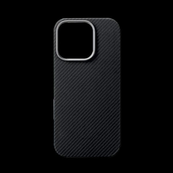 X Fitted Silk Screen Design Carbon Fiber Case For iPhone 16 Pro Max Black