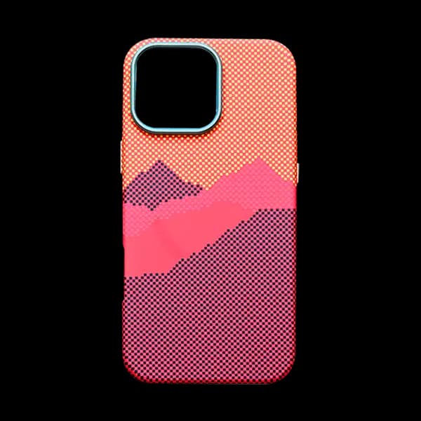 X Fitted Silk Screen Design Carbon Fiber Case For iPhone 16 Pro Max Red Orange